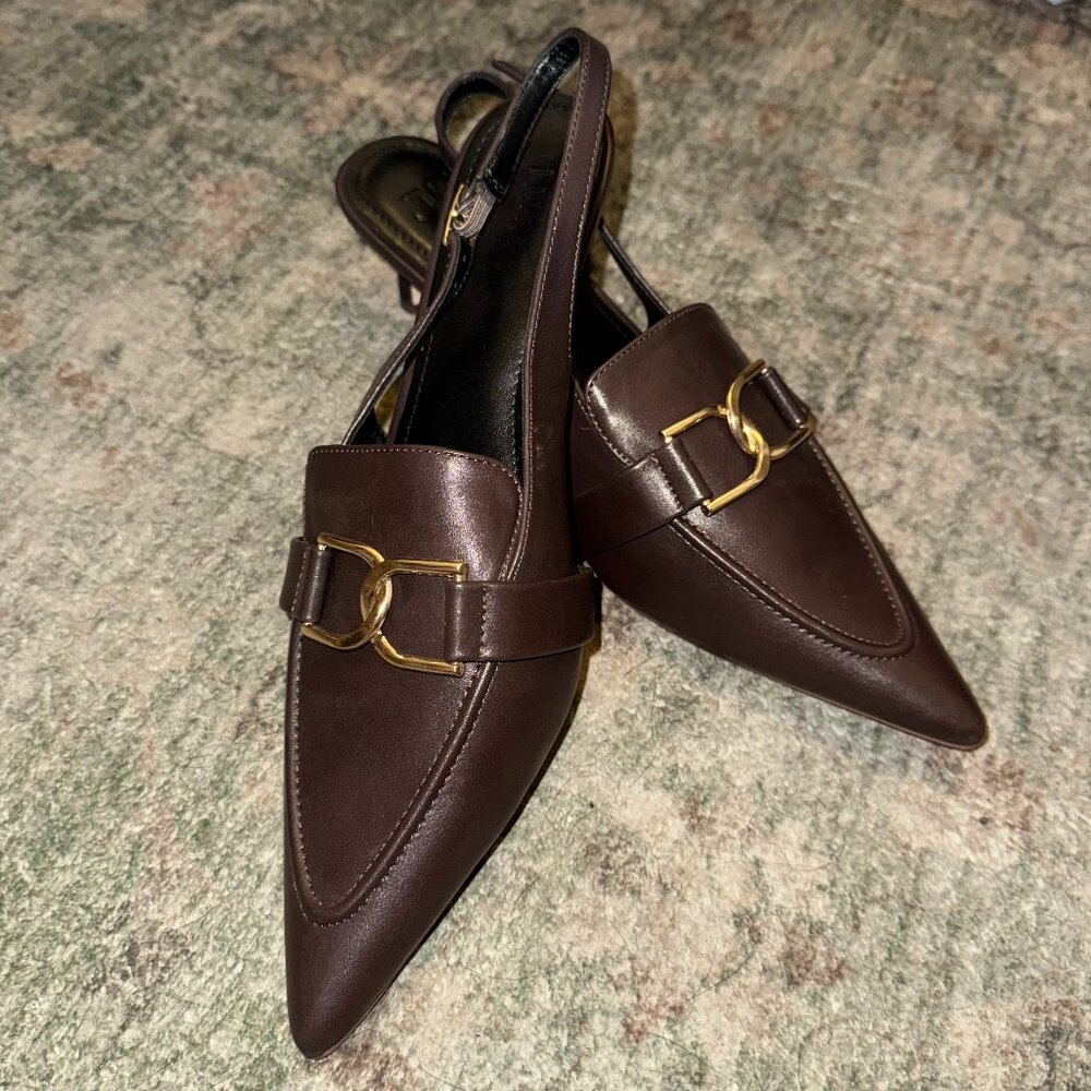 Brown Kitten Sling Back Heel